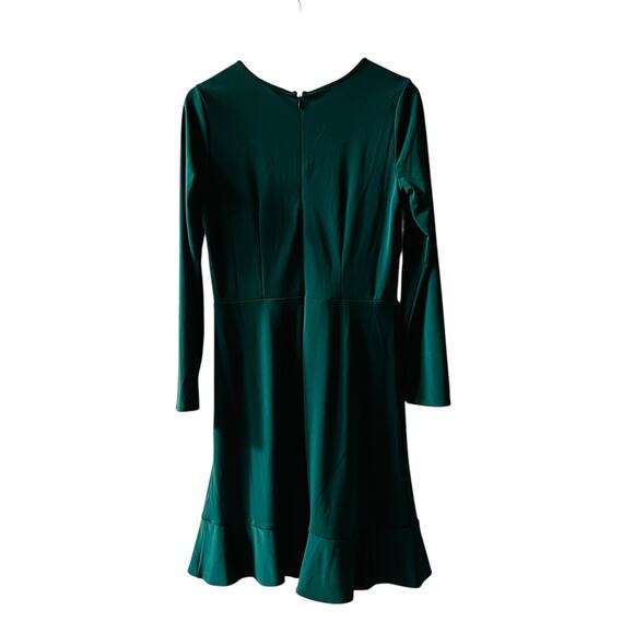 Ann Taylor Ruffle Long Sleeve Dress Size 6 Tall Hunter Green - Picture 3 of 8
